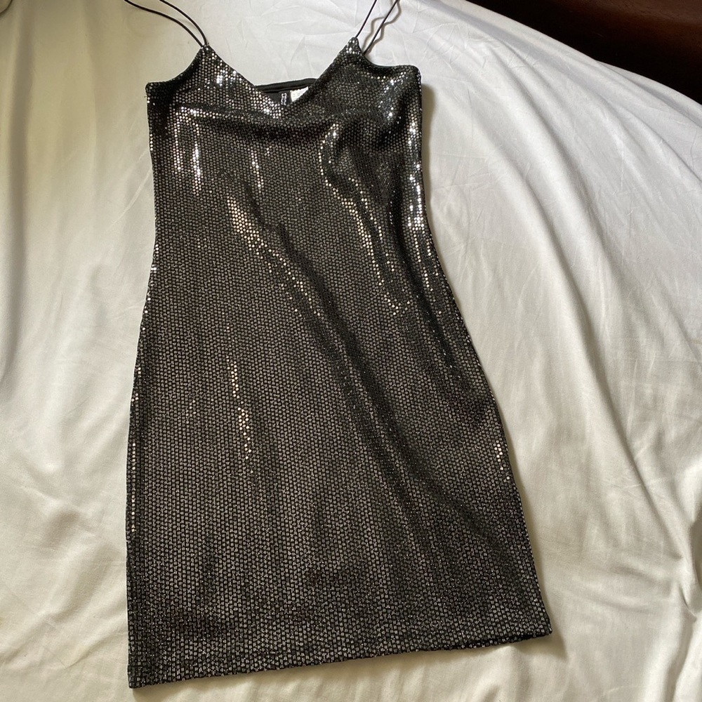 Black Sequin Mini Dress